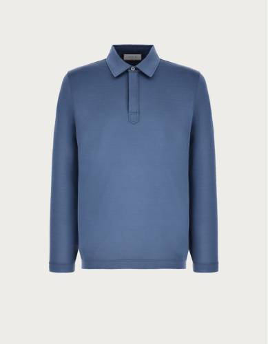 Canali Light Blue Polo Shirt in Mercerised Cotton