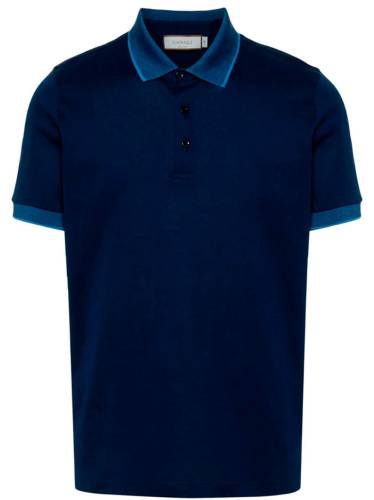 Canali Navy Blue Cotton Jacquard Polo T-Shirt