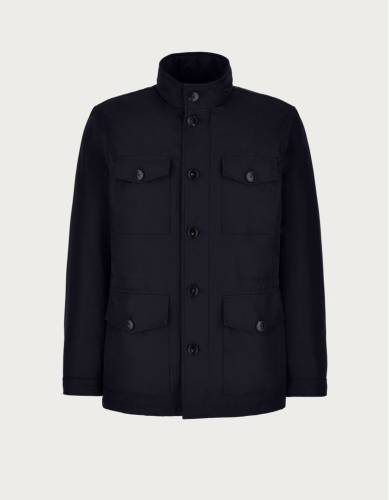 Canali Field Jacket in Blue Technical Fabric