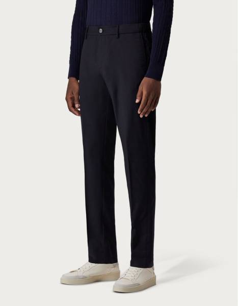 Canali Blue Trousers with Darts in Impeccabile Wool