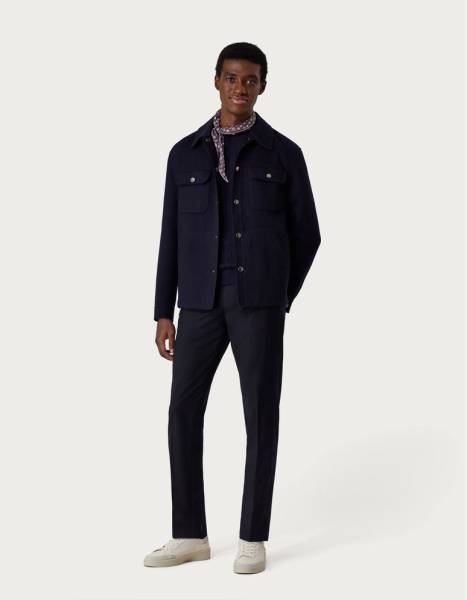 Canali Blue Trousers with Darts in Impeccabile Wool