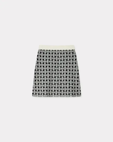 KENZO Weave Jacquard Skirt in Cotton and Wool