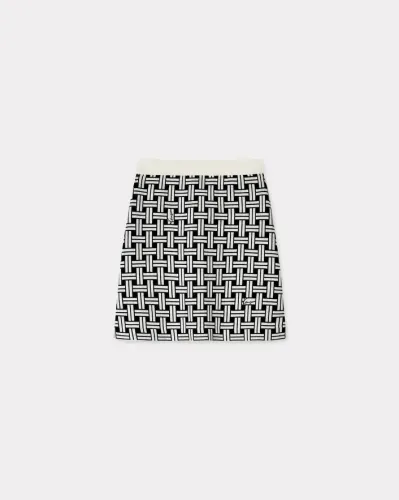 KENZO Weave Jacquard Skirt in Cotton and Wool