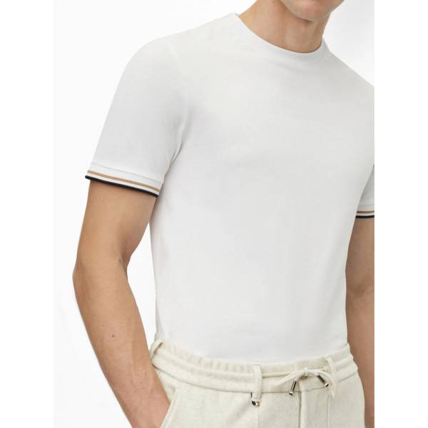 BOSS Striped-Cuffs Cotton T-Shirt