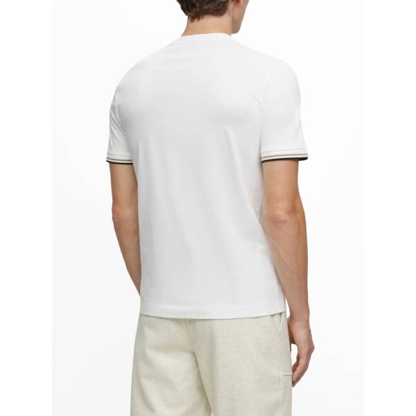 BOSS Striped-Cuffs Cotton T-Shirt