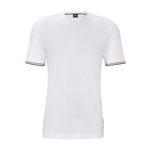 BOSS Striped-Cuffs Cotton T-Shirt