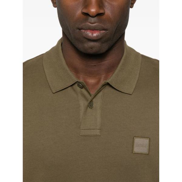 BOSS Logo-Patch Stretch-Cotton Polo Shirt